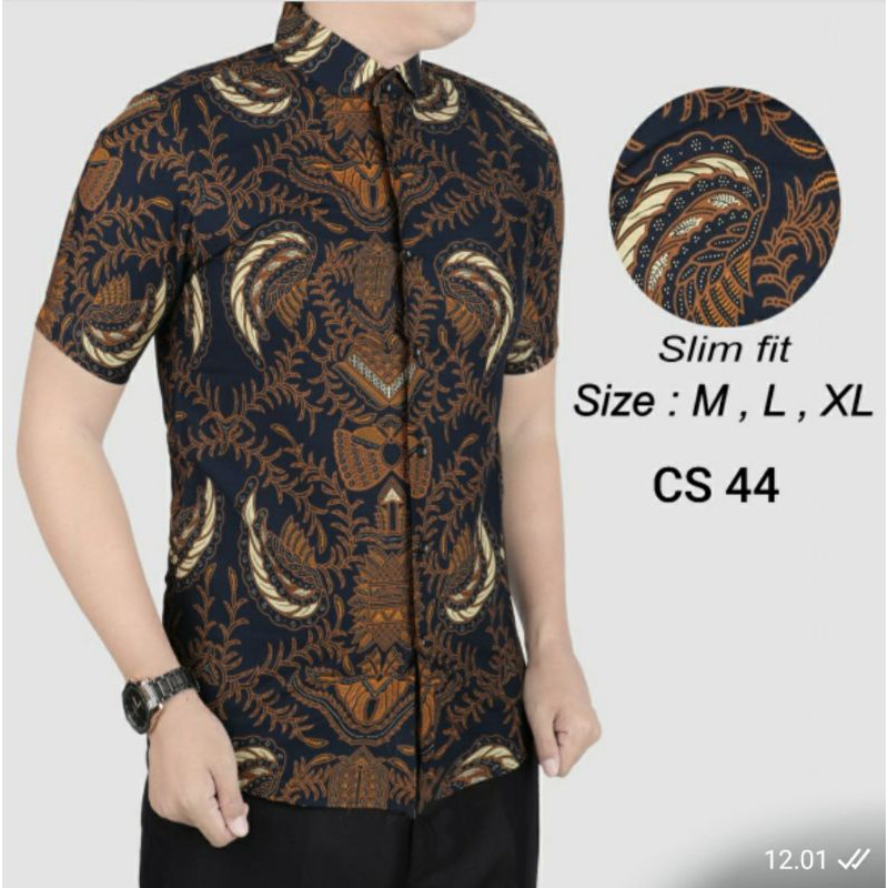 BAJU BATIK PRIA SLIM FIT LENGAN PENDEK COLINDION CBS763 PREMIUM KEMEJA BLD JAKARTA