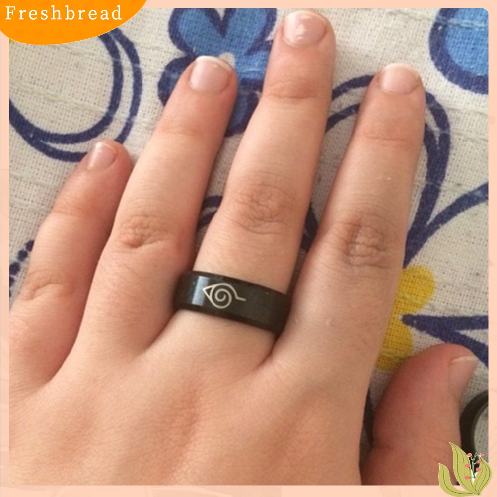 [TERLARIS]Unisex Naruto Konoha Leaf Village Logo Titanium Steel Ring Cosplay Jewelry Gift