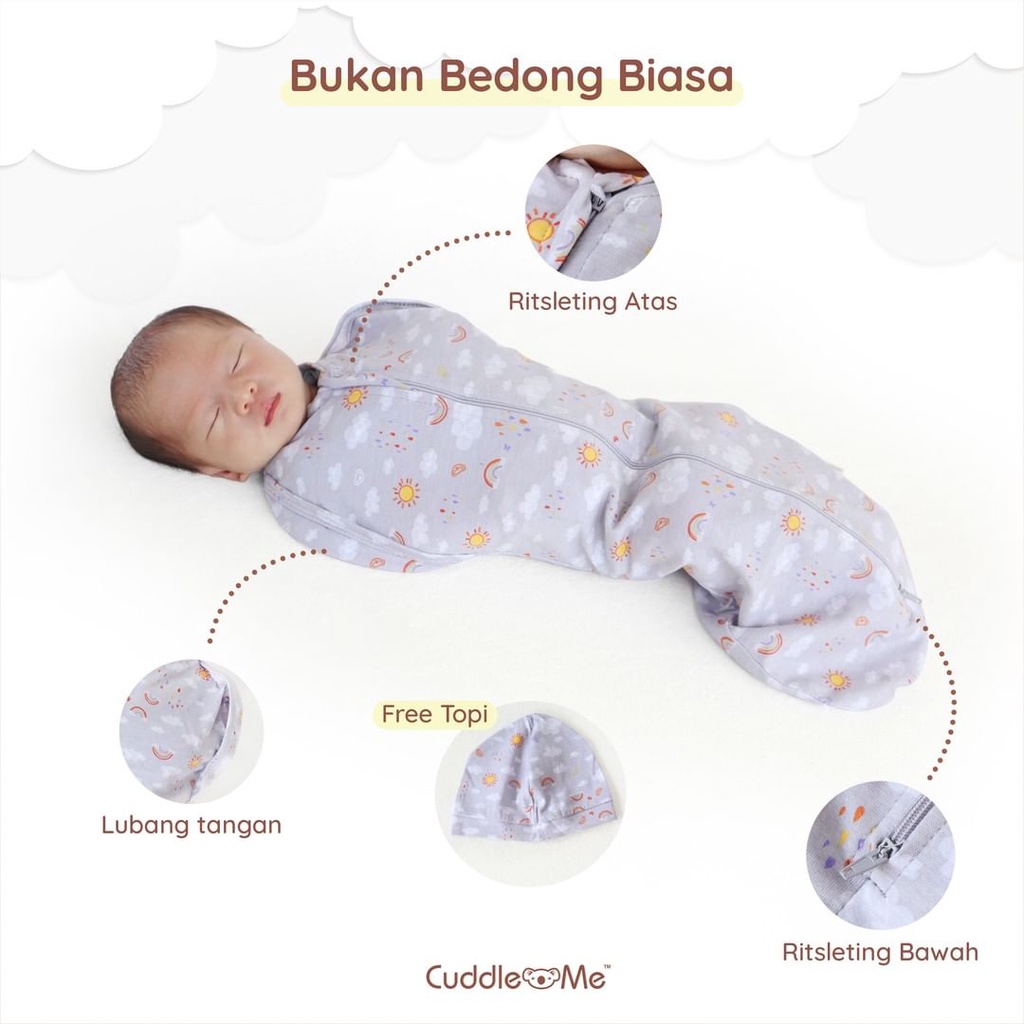 Cuddle Me SwaddlePod + Topi Set Bedong Instan Instant Bayi Modern Praktis CuddleMe Baby Hybrid Swaddle Pod