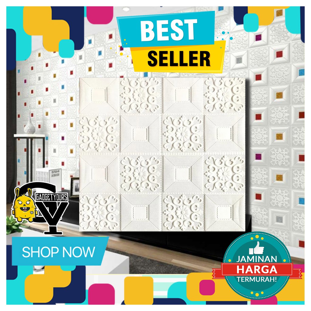 Sticker wallpaper dinding 3d foam Motif Batik Model rumah konsep industrial minimalis modern-BATIK SUNFLOWER