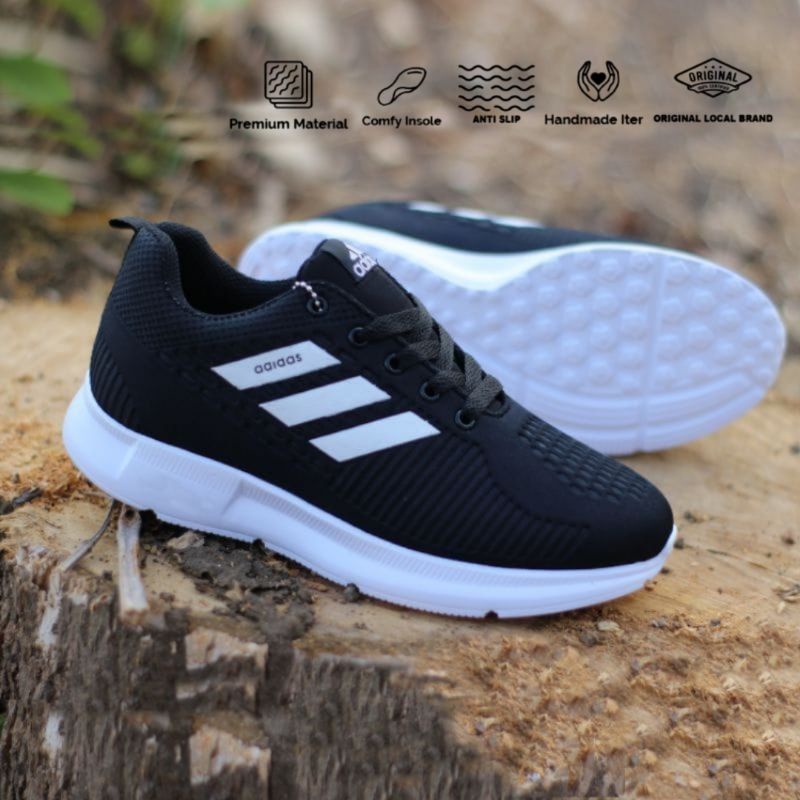 Sepatu Sekolah Anak Perempuan Laki-Laki Sd Tk Smp Sma Sneakers Adidas Full Hitam