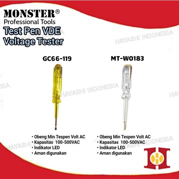 Obeng Min Tespen Listrik Testpen 100 500 AC VAC Volt Lampu Indikat0r