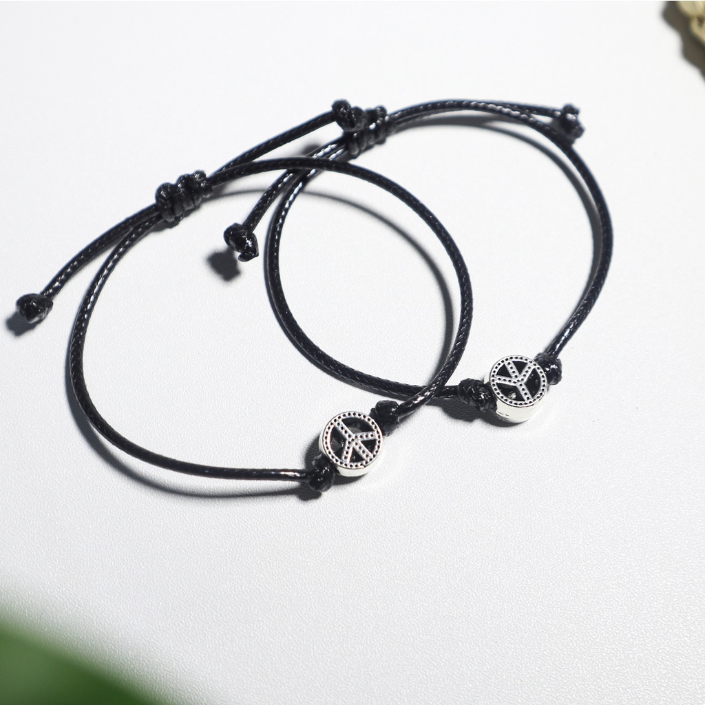 Gelang Tali Serut Couple Silver Bead Simple Korean Bracelet Karakter Keren Waterproof Tahan Lama Leopard Dadu dice Paw Peace