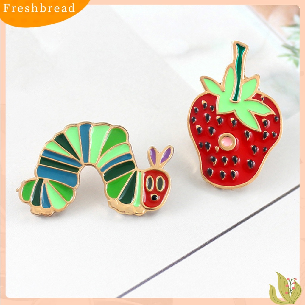 [ TERLARIS]Brooch Pin Strawberry Shape Portable Unisex Funny Enamel Brooch Pin Set for Daily Life