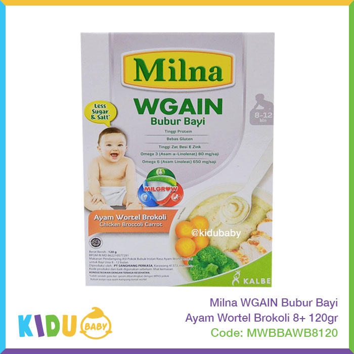 Milna WGAIN Bubur Bayi 120gr Makanan MPASI si Kecil Makanan Bayi Bubur Anak  Kidu Baby