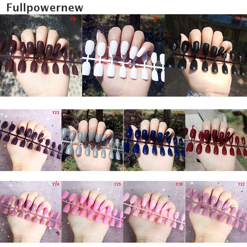 [FULL] 24Pcs Fashion False  Nails Acrylic Gel Full French Fake Nails Art Tips Tool