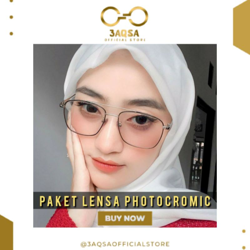 Frame Kacamata Korea Wanita Pria 3076 Gratis Lensa Minus Photocromic Antiradiasi Blueray Bluecromic 