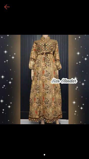 Gamis Batik Daun Warna Size Standar Bahan Katun Mataram Primisima Adem Tebal Murah