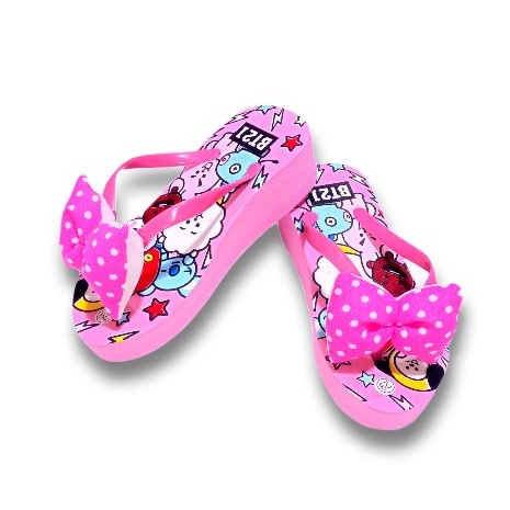 Sandal Wedges Anak Perempuan Motif BT21 PITA Terbaru Lucu