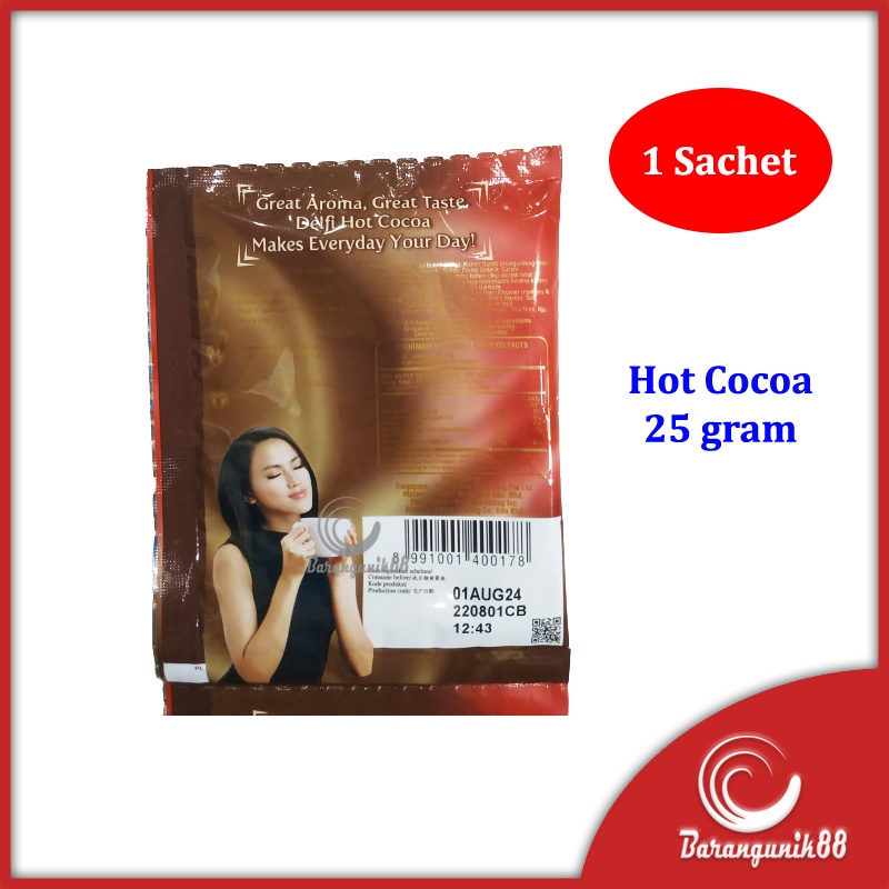 [1 Sachet] Delfi Hot Cocoa 3 In 1 Isi @25 Gram Renceng