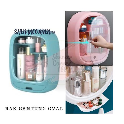 SHENAR RAK KOSMETIK GANTUNG TEMPEL / TEMPAT MAKE UP OVAL / RAK KOSMETIK ORGANIZER / KOTAK MAKE UP SABUN SERBAGUNA, SHENARCORNER168