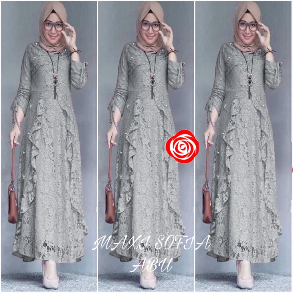 Gamis Maxi Sofia / Brukat Tulang / Full Brukat / Best Seller / Size S/M, L, XL ,XXL / Good Quality