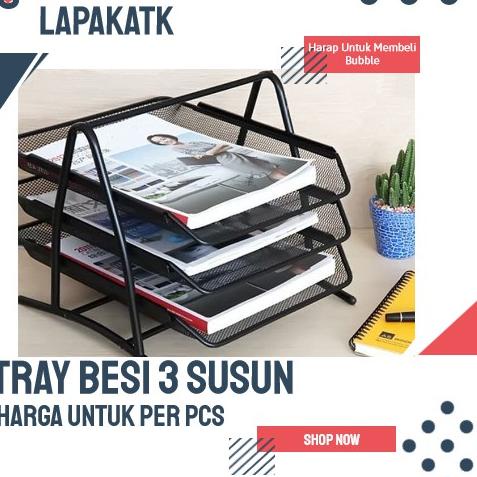 

[PROMO SP838] Rak besi / dokumen Kertas besi 3 susun / Tray besi 3 susun Diskon