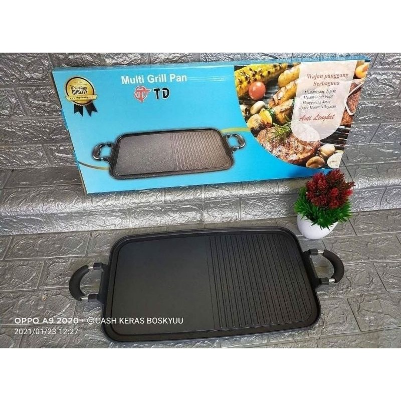 Multi Grill Pan / Wajan / Alat Panggang Daging BBQ Ikan SOSIS NAGET Serbaguna Anti Lengket Teplon Ba