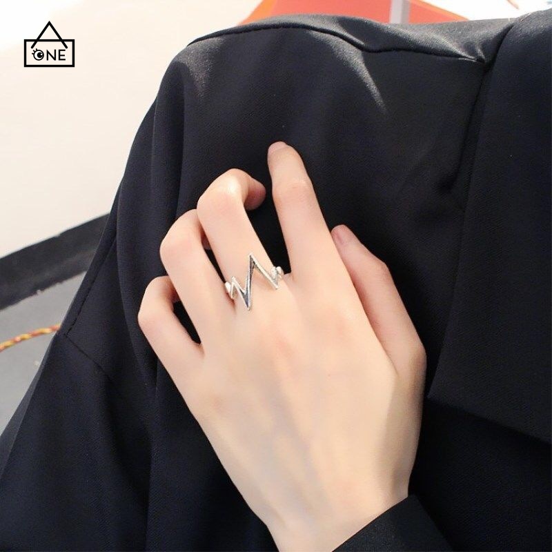 COD❤Cincin Alloy Desain Uniseks Zigzag Gaya Korea Aksesoris Murah Wanita hitam emas perak A one