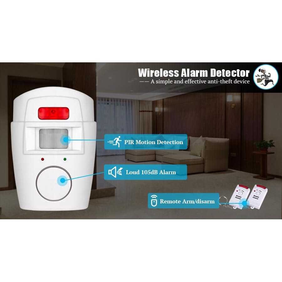 sell Alarm Anti Maling Infrared PIR Sensor Gerak 2 Remote Control - YL105 - Putih