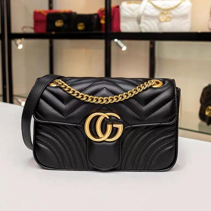 Tas Wanita Kantor Branded Gucci Import Terbaru Murah Gold Semi Premium di  Batam 