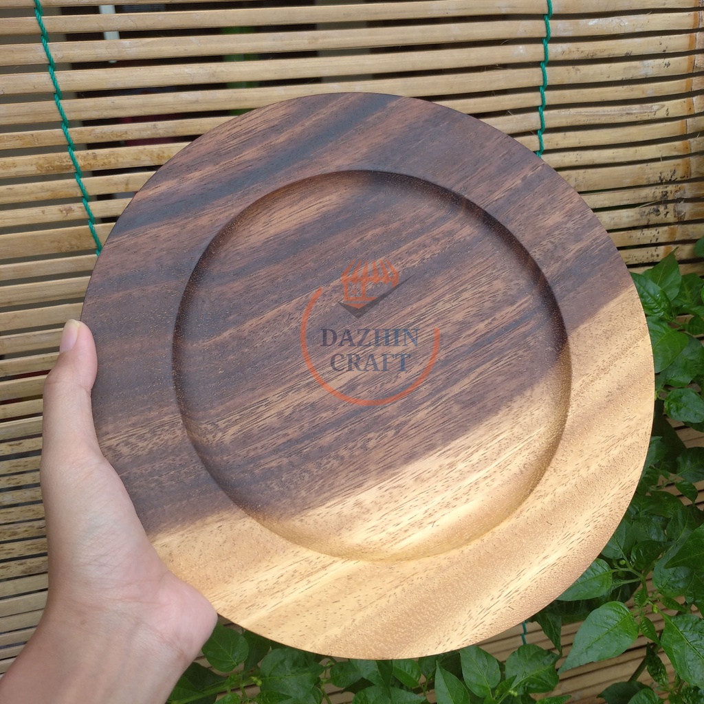 Piring Kayu Suwar Diameter 22 dan 24cm, Tanpa Finishing, Aman Untuk Makanan