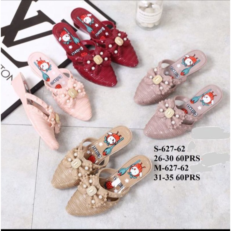 SANDAL SELOP JELLY KARET ANAK OMBAK VALENTINO MOTIF PITA