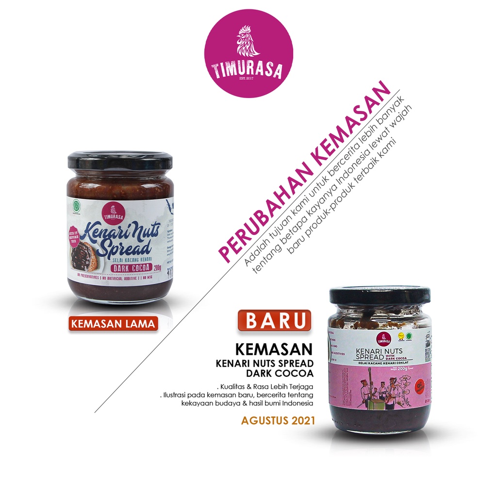 Selai Cokelat Kacang Kenari Premium Asli Timurasa - Kenari Nut Spread Dark Cocoa 200g Super Food Premium