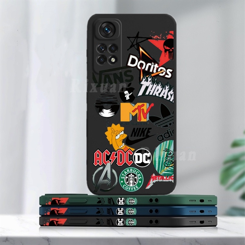 Casing Redmi Note 12 Pro Note 11 Note11S Note10S Redmi 10C 9A 9C 9T POCO M3 X3 NFC Note 10 Note8 Casing Telepon Casing Merek Trendy Eropa Cakupan Full Cover Karet Lembut Dengan Tali Rixuan