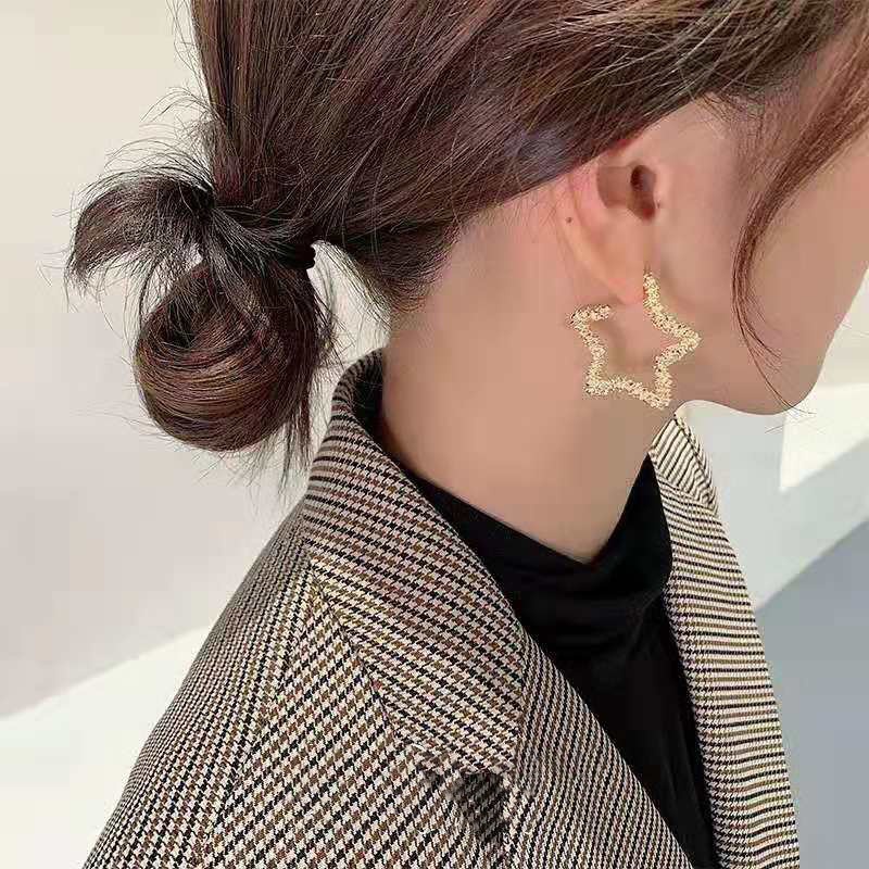 Korea Dongdaemun rasa Desain Pentagram anting-anting wanita berlebihan dan pribadi Trendi all-match