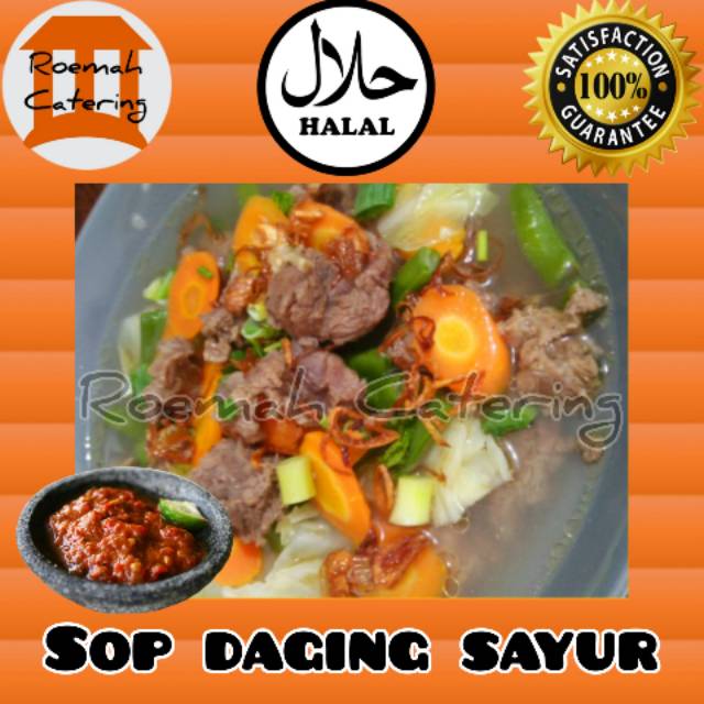 Bonus Sambal Balado Sop Daging Sapi Lengkap Sayuran Lauk Roemah Catering Shopee Indonesia