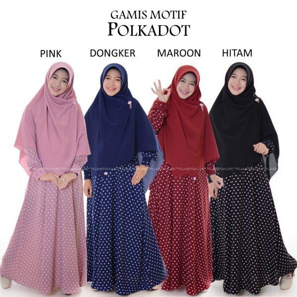 [ katalog 3 ] GAMIS KATUN KOTAK - MOTIF POLKADOT - PENTAGON NEW - gamis remaja trend di jamannya