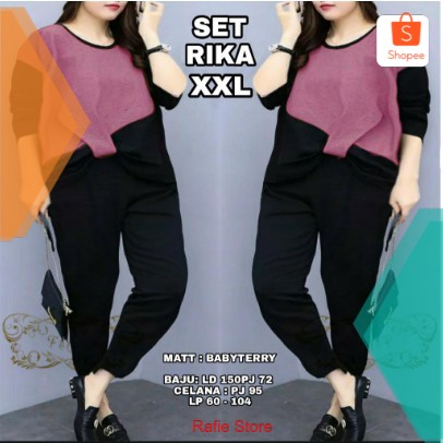 SETELAN WANITA REMAJA RIKA OVERSIZE JUMBO IMPORT KEREN KEKINIAN XXL XXXL XXXXL LD 120 130 140 150
