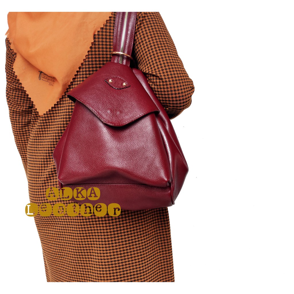 Tas Ransel Wanita Multifungsi Kulit Asli Papirut