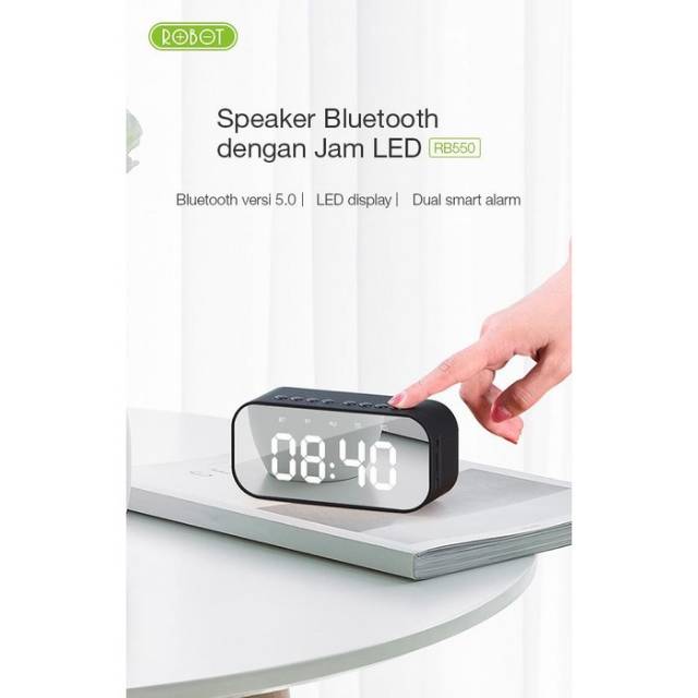 Robot RB550 Wireless Speaker Bluetooth 5.0 LED Display Alarm Clock