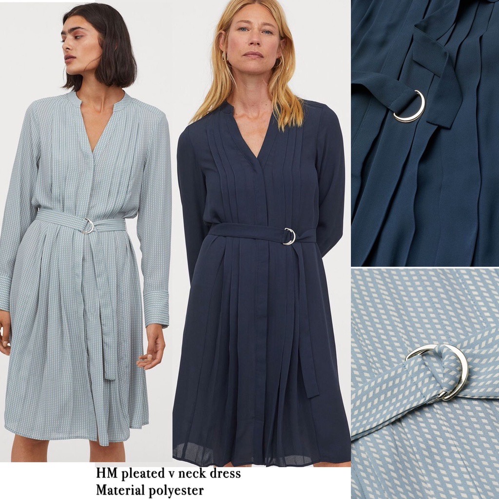 Hm Pleated V neck dress