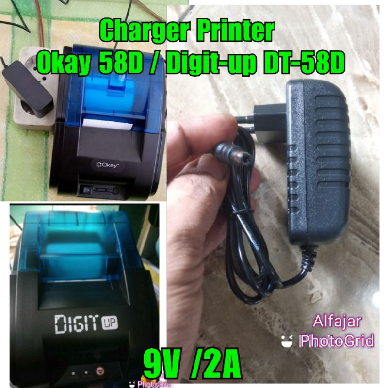Adaptor Charger Printer OKAY 58D DIGIT UP DT-58D Mini Thermal Bluetooth PPOB 9V 2A