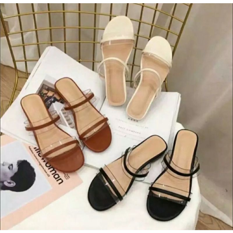 SANDAL WANITA MIKA PLAT 2,SIMPLE HAK TAHU 3 CM,SHY-0018