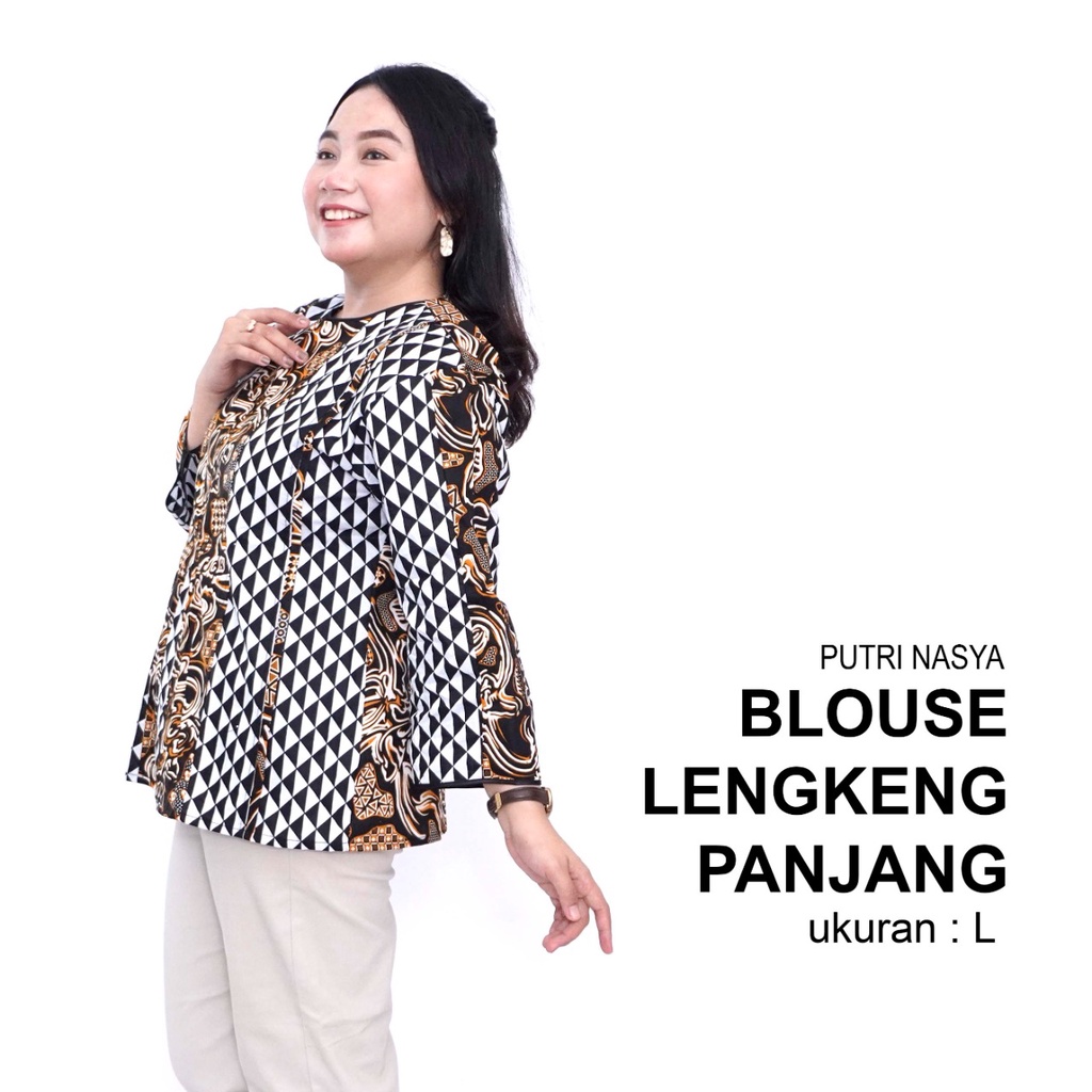 Putri Nasya - Atasan Big Size Batik Blouse Panjang Ukuran S,M,L,XL,2L,3L,4L,5L,6L,7L