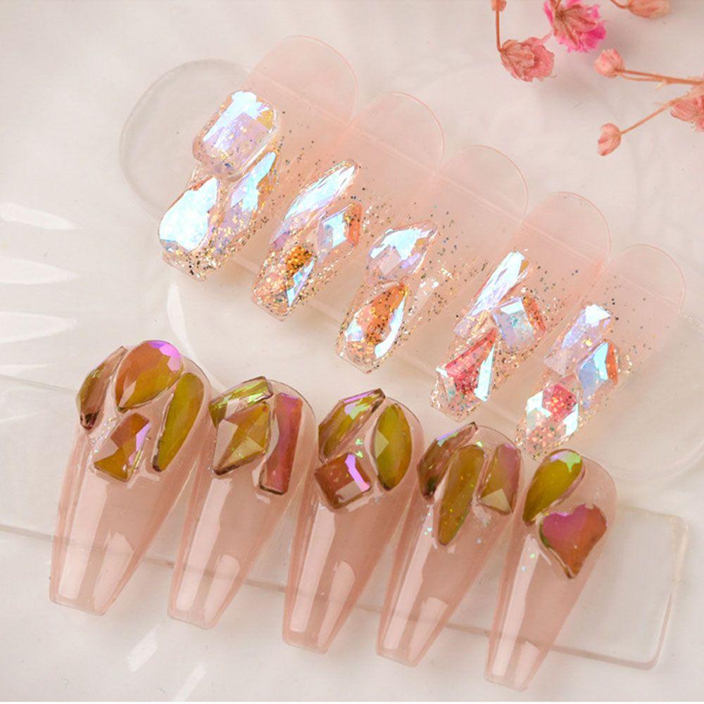 Nanas 100PCS Aurora Kuku Berlian Imitasi Campuran 3D Perhiasan Nail Art Datar