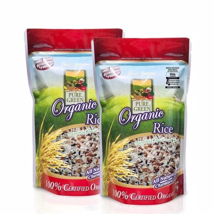 

PUREGREEN ORGANIC RICE BERAS ORGANIK MULTI ETHNIC - PAKET 2 X 1 KG