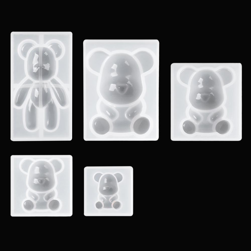 R-bunga Teddy Bear Cetakan Silikon Resin Epoxy Gantungan Kunci DIY Membuat Perhiasan