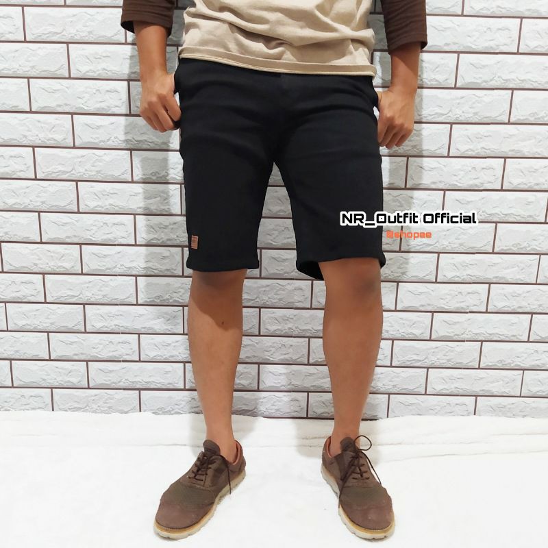 Celana Jeans Pendek Pria Hitam Pekat RC Skinny Slim Fit Cowok Stretch 27-38 NR_Outfit Official COD