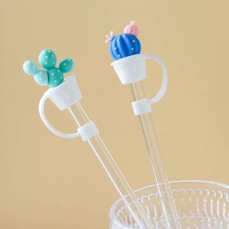 Penutup Tutupan Sedotan Tutup Bahan Silikon Lucu Motif Silicone Straw Plug