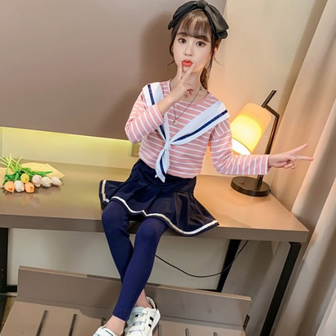 Setelan Anak Perempuan Teenager Sailor Japan Stripe