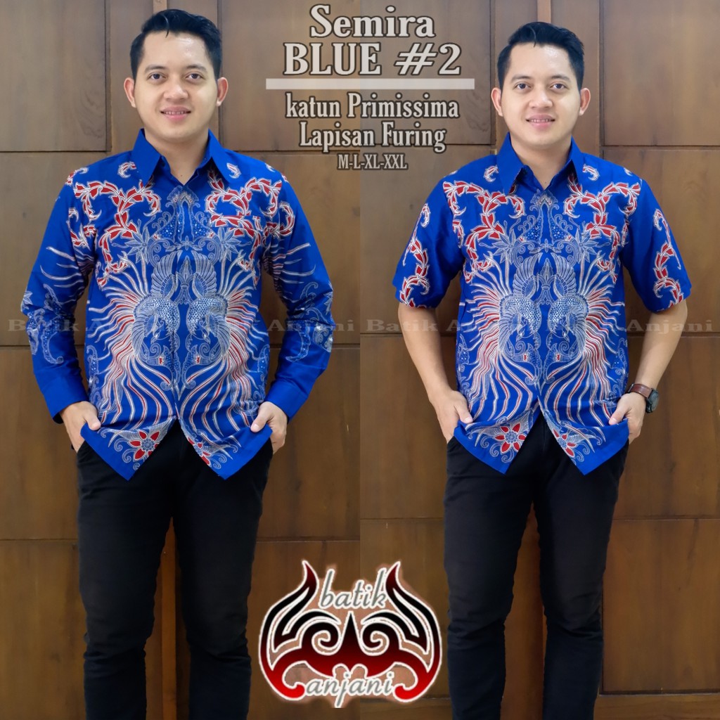 SEMIRA BLUE #2 ANJANI KEMEJA BATIK SOLO PRIA LENGAN PANJANG PENDEK LAPIS FURING ATASAN BATIK PREMIUM MODERN KATUN HALUS KAMANDANU PARANG SKAR BLUE PARANG SKAR KURFA SOGAN HARJA NAVY NOGO MERAH GRAHA LASEM NAKULA  GANDEWA 2 MAHESWARA PEKSI LAWASAN PEKSI