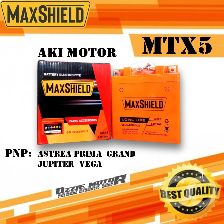 ACCU AKI BATTERY KERING MAXSHIELD MOTOR MTX5 SMASH ASTREA JUPITER MIO