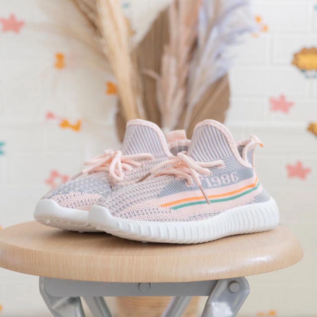 KF CAT Sepatu Fashion Anak Perempuan Laki-Laki Import Unisex Casual Santai Motif YZY Trendy-6