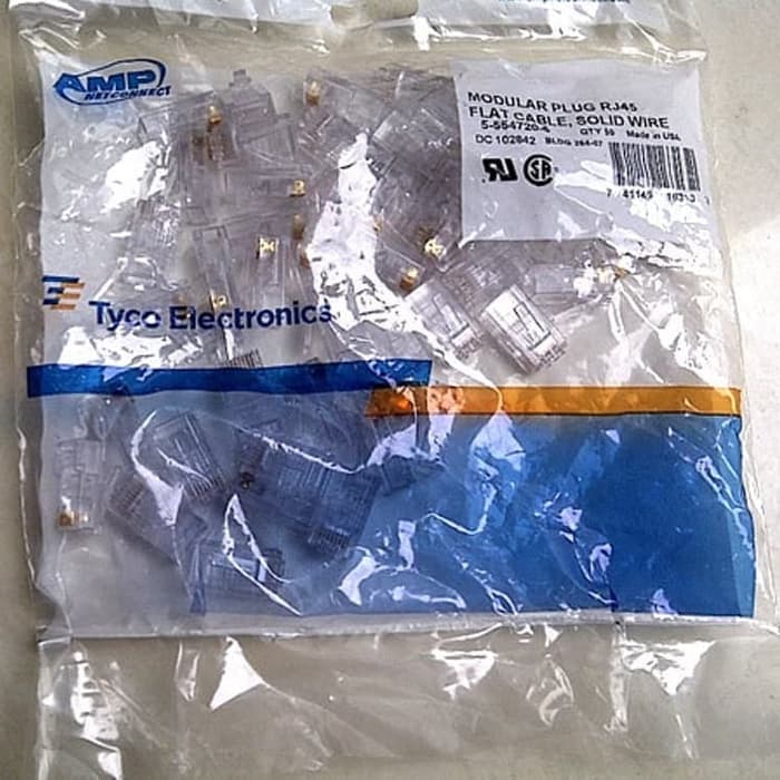 Original AMP 1Pack isi 50 Connector LAN RJ45 Cat5 Cat6 Termurah