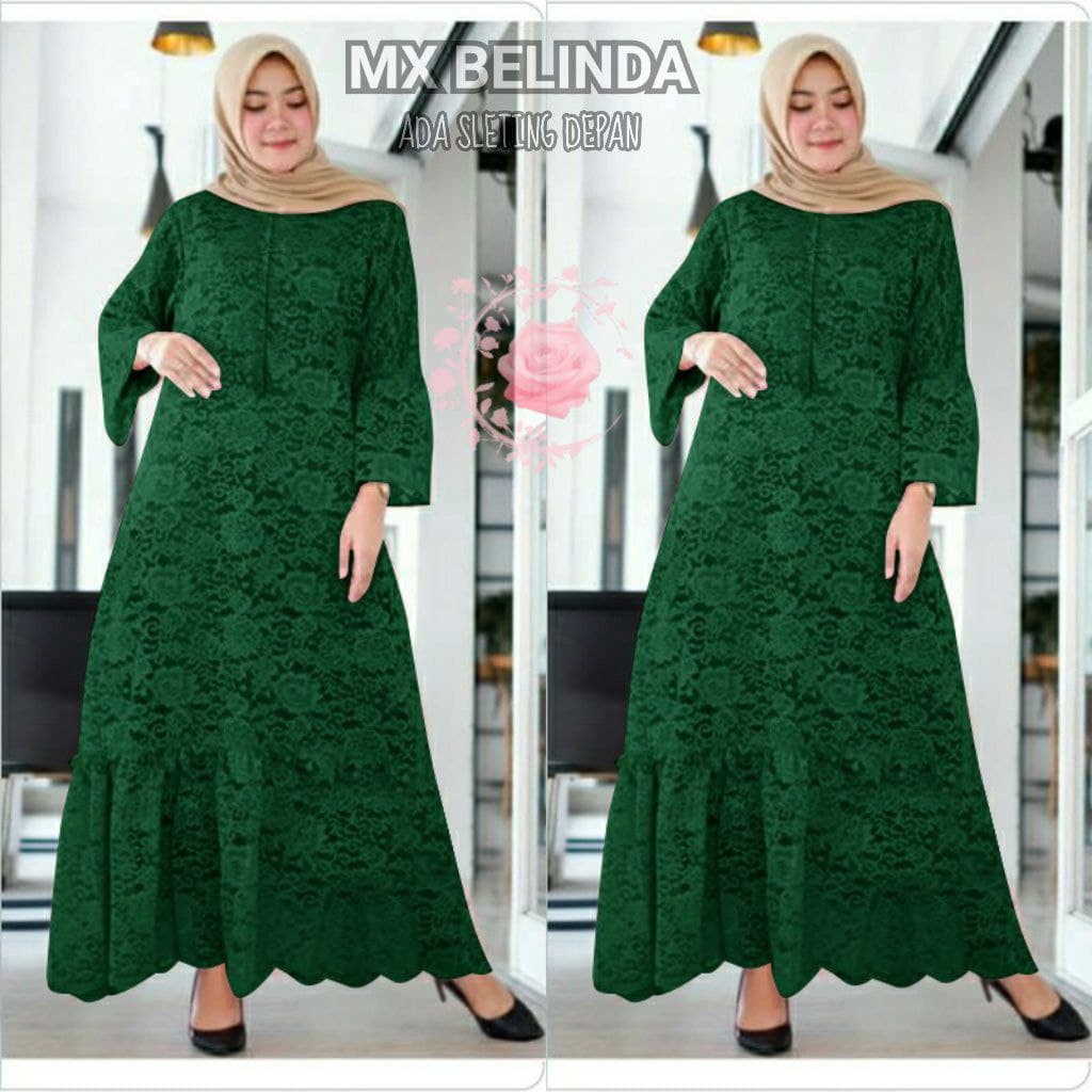 indobest MX BELINDA JUMBO 5XL 4XL/3XL/2XL/XL/ BUSUI / BRUKAT GAMIS DRESS WANITA / BAJU PESTA LENGAN PJG