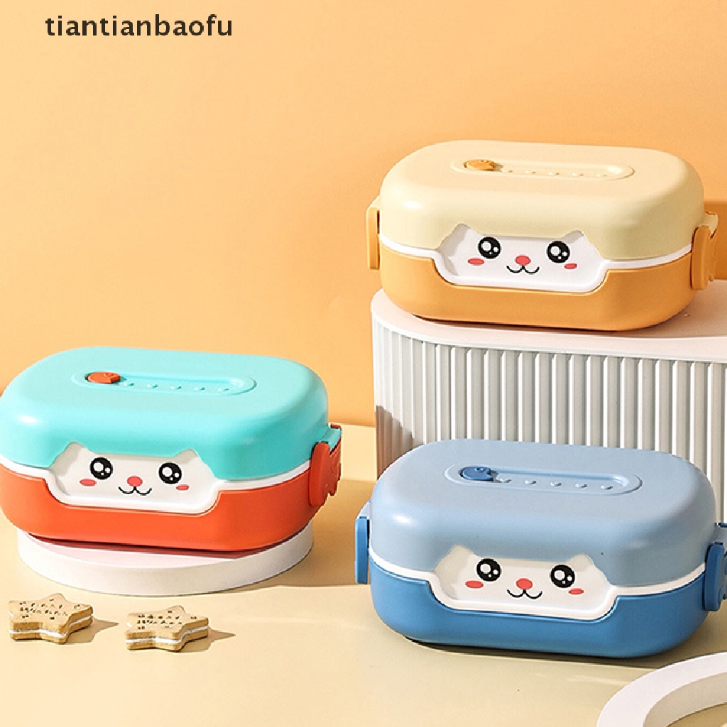 Kotak Makan Siang Bento Bentuk Persegi Panjang Motif Kartun Anime Bahan Plastik Anti Bocor Untuk Anak Sekolah