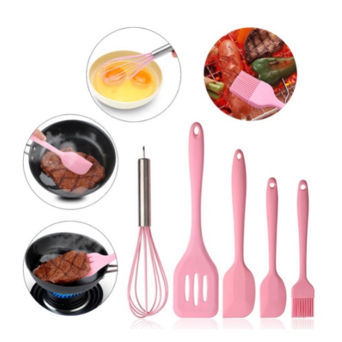 Alat Masak Set Dapur Silikon 1 Set isi 5 Spatula Tahan Panas / Set Alat Masak Silicone 5 Pcs