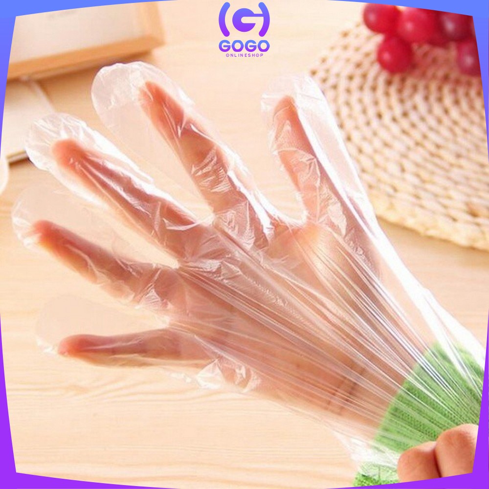 GOGO-C127 Sarung Tangan Plastik 100PCS (50PSG) Steril Sekali Pakai Hand Glove Dapur Transparan