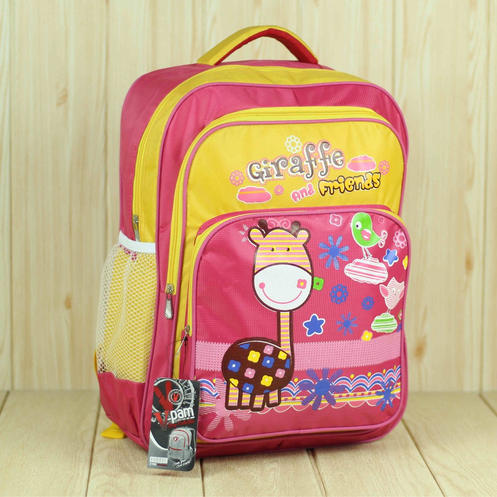 Jual Tas Gendong Perempuan Gambar Kartun Giraffe Ransel Anak Cewe TK SD Cantik Lucu Bagus Murah Awet